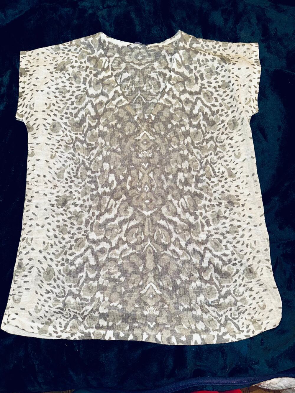 VINTAGE CULLEN GRAY LEOPARD ANIMAL PRINT DRAPEY VISCOSE TEE